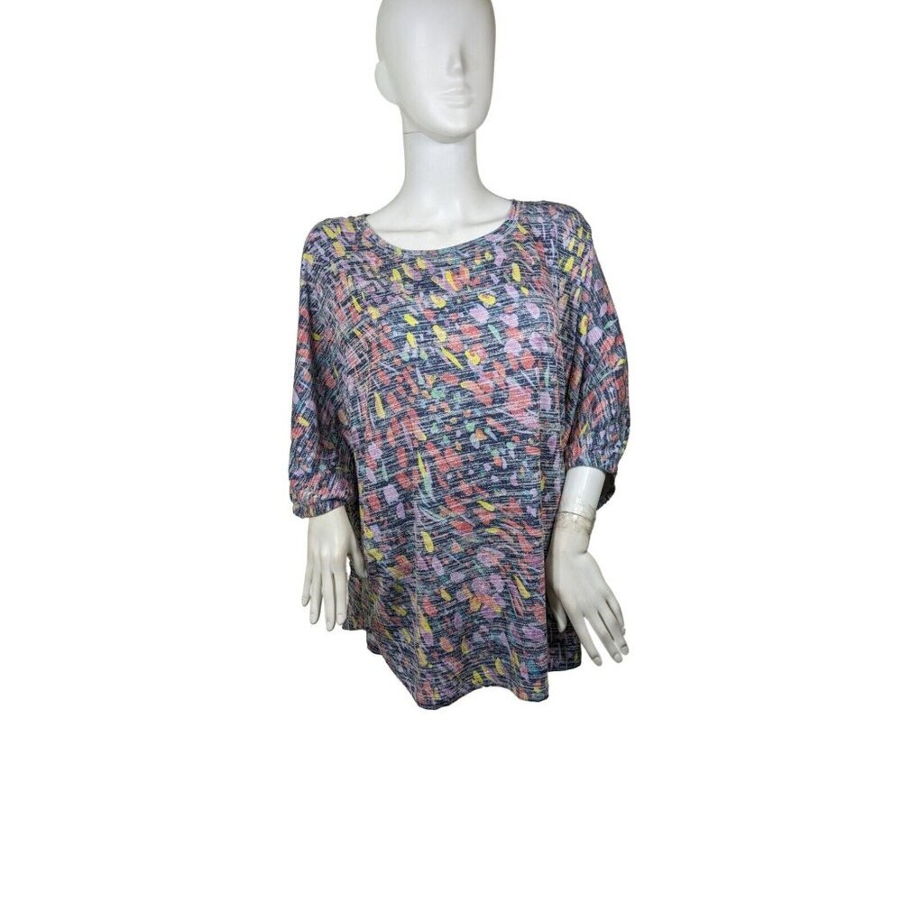Westbound Women's Multi Color Pastel Confetti Short Sleeve Blouse Top 2X (13)